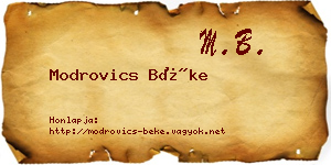 Modrovics Béke névjegykártya